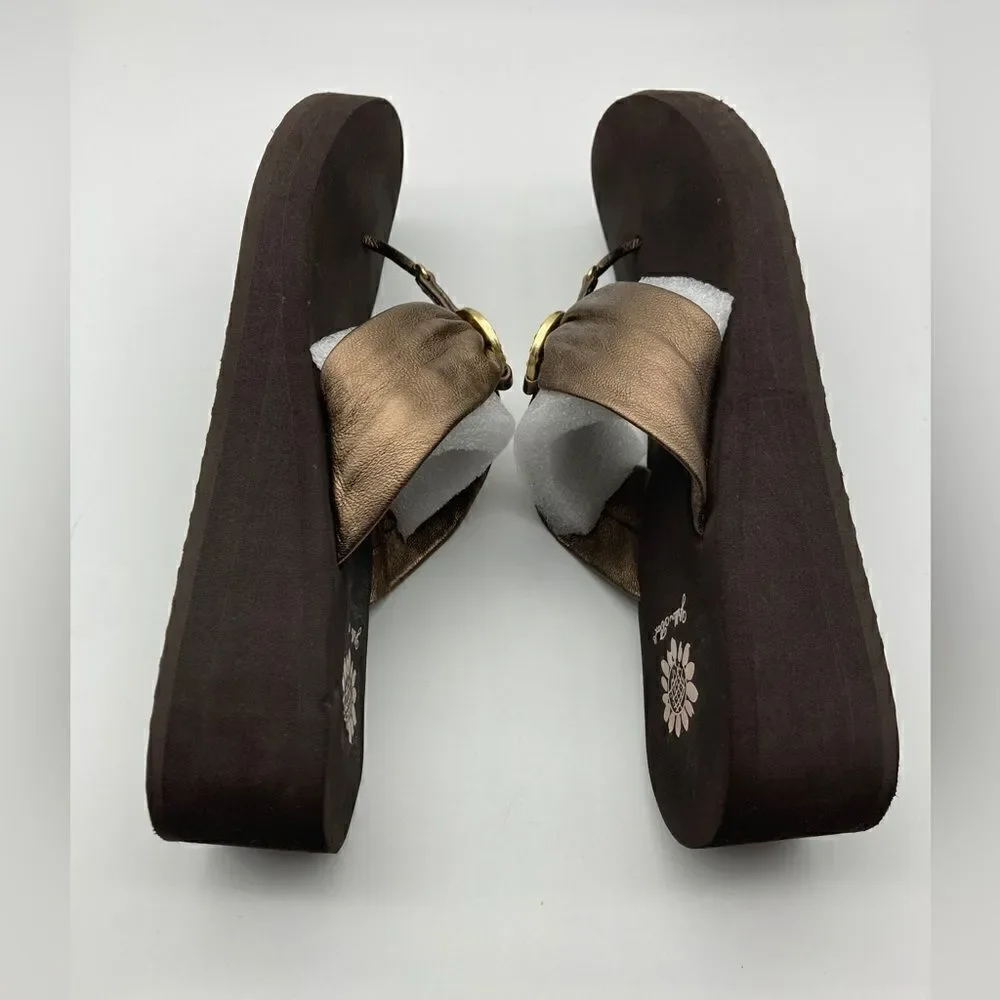 Yellow Box Duncan Leather Bronze Sandals Size 9 - Picture 5 of 7